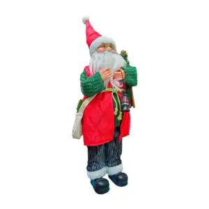 Figura decorativa navideña, santa claus 46cm, con morral y lámpara / …