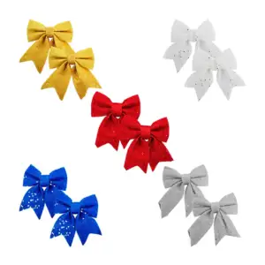 2 pz, adorno decorativo navideño en forma de moño con brillantina/ y-…