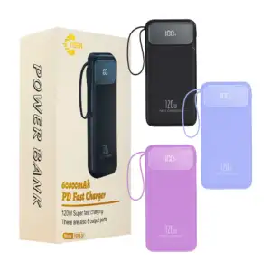 Power bank 60000mah, 120w carga rápida, 4 cables y 6 puertos de carga…