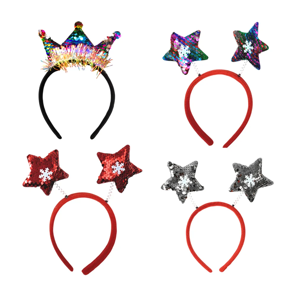 1pza Diadema afelpada con resortes + estrellas o coronas con lentejue…