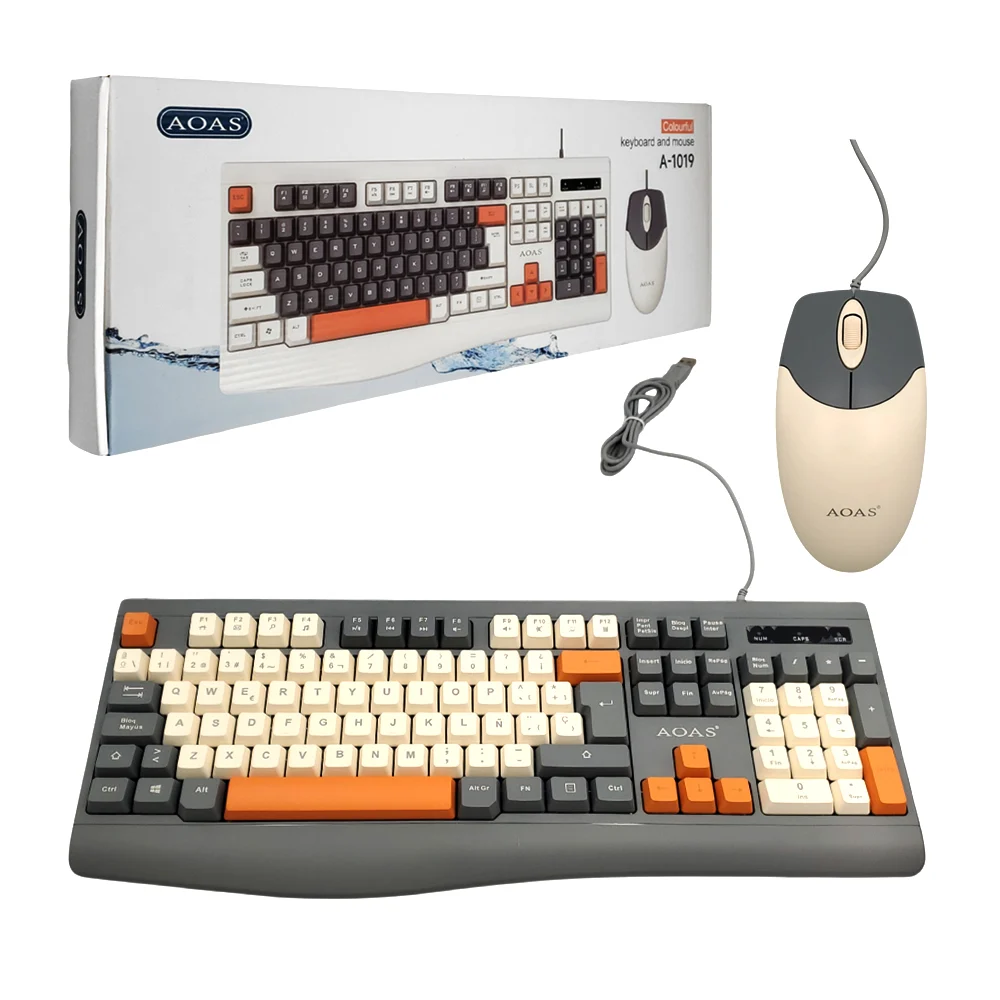 Combo teclado y mouse aoas, alámbricos de membrana, sistema silencios…