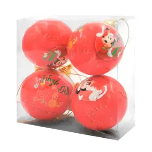 Paquete con 4 esferas navideñas de 6cm con estampado de minnie / ats-…