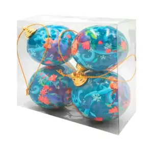 Paquete con 4 esferas navideñas de 6cm con estampado de frozen / ats-…