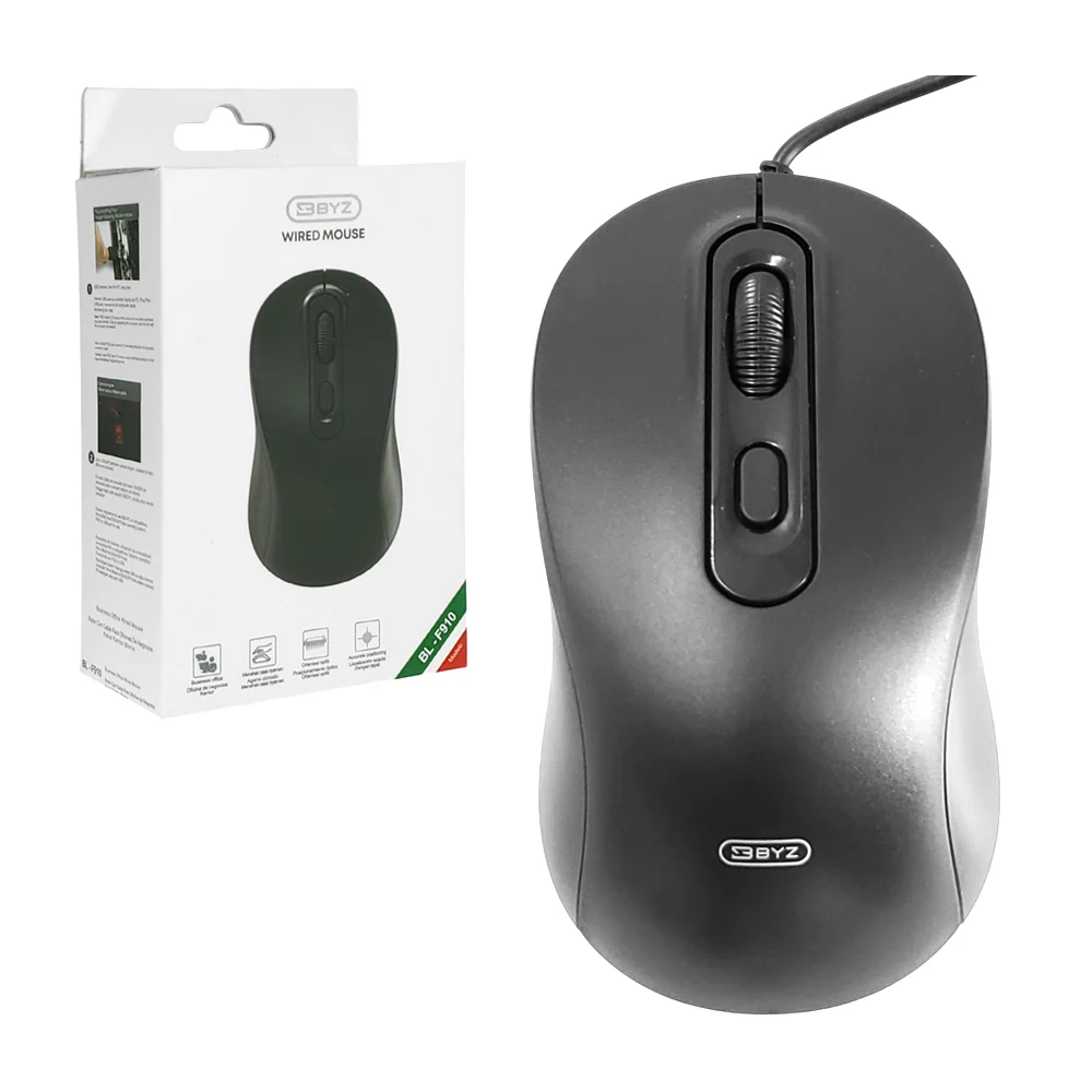 Mouse alámbrico byz, diseño para oficina, 1.2mt, precisión alta / bl-…