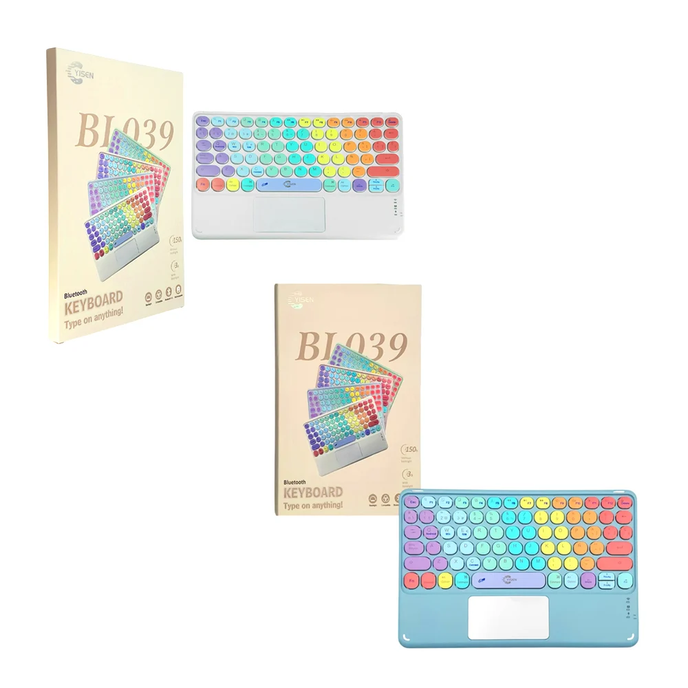 Teclado inalámbrico yisen con diseño multicolor compatible con androi…