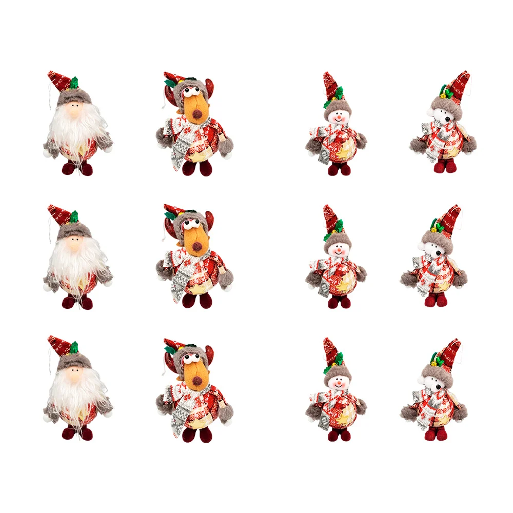 Paquete de 12 muñecos esféricos colgantes de navidad con gorrito, 16c…