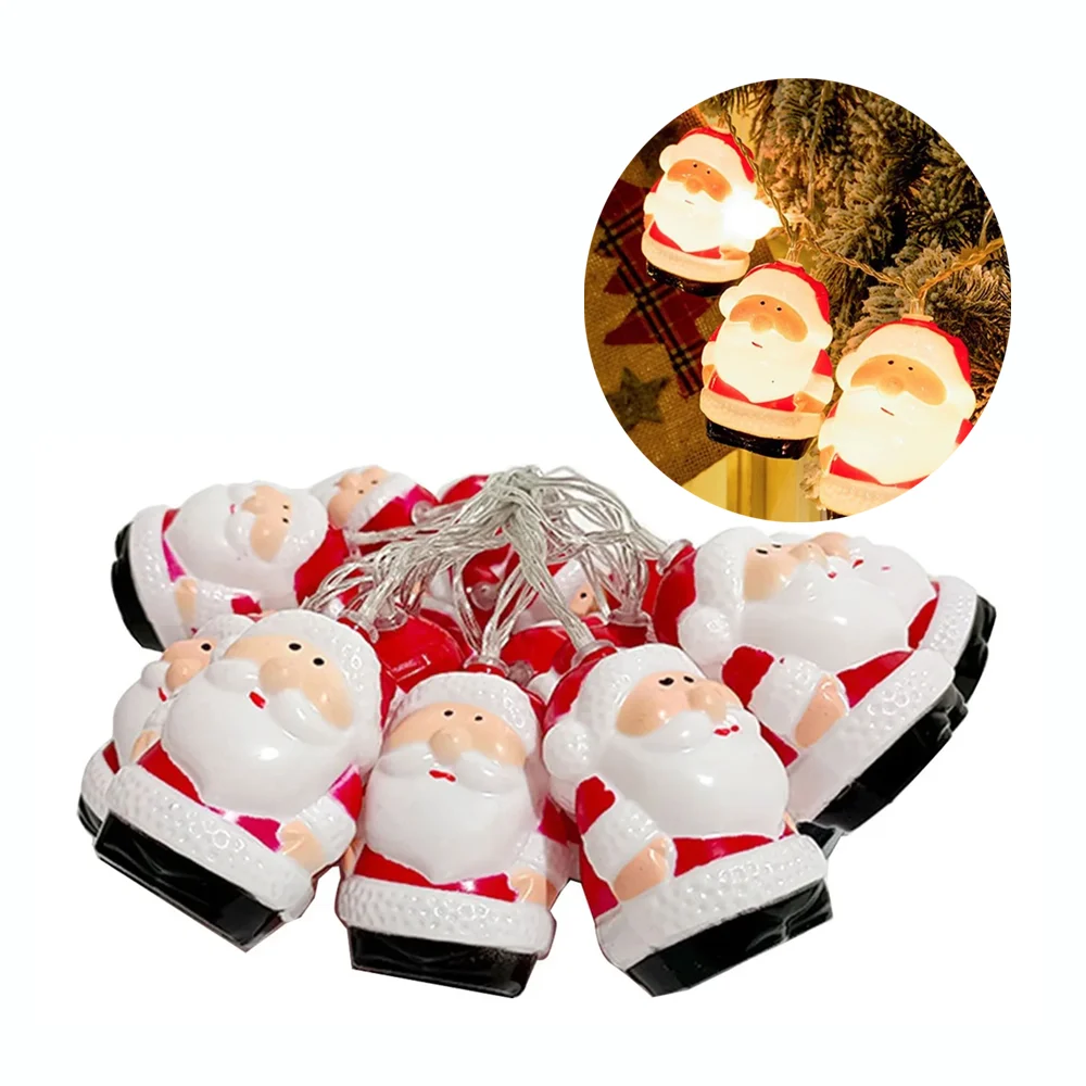 Serie navideña de 10 luces en forma de santa claus, tono cálido, de b…