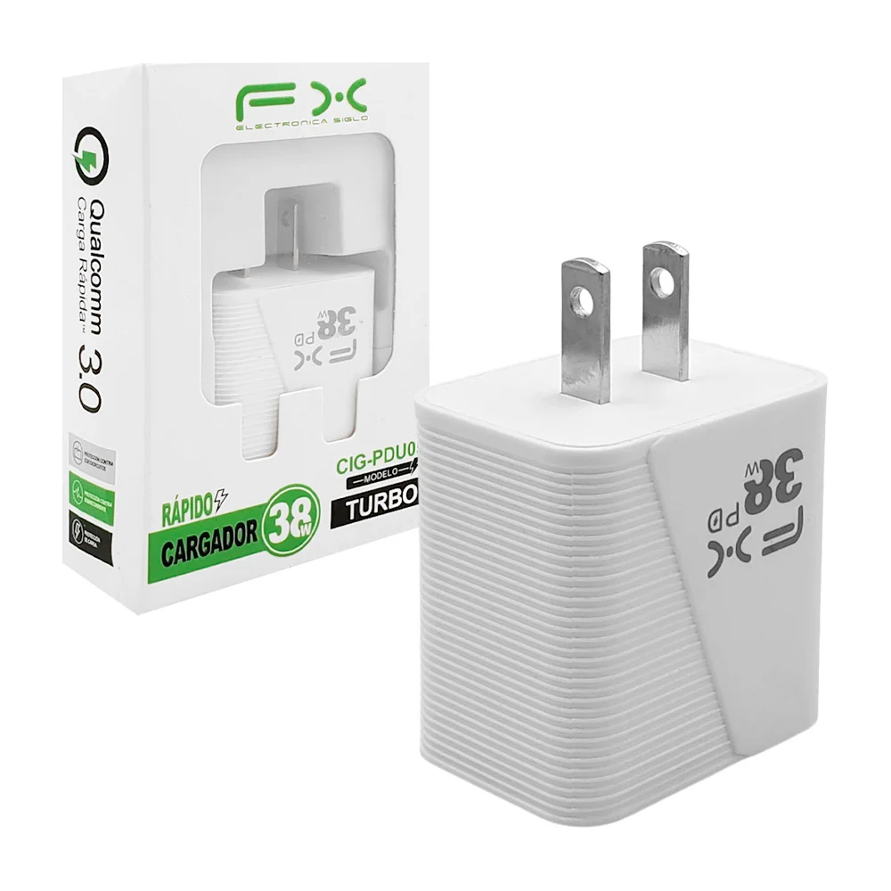 Cubo cargador fx de carga rápida 38w, puerto usb - entrada tipo c / c…
