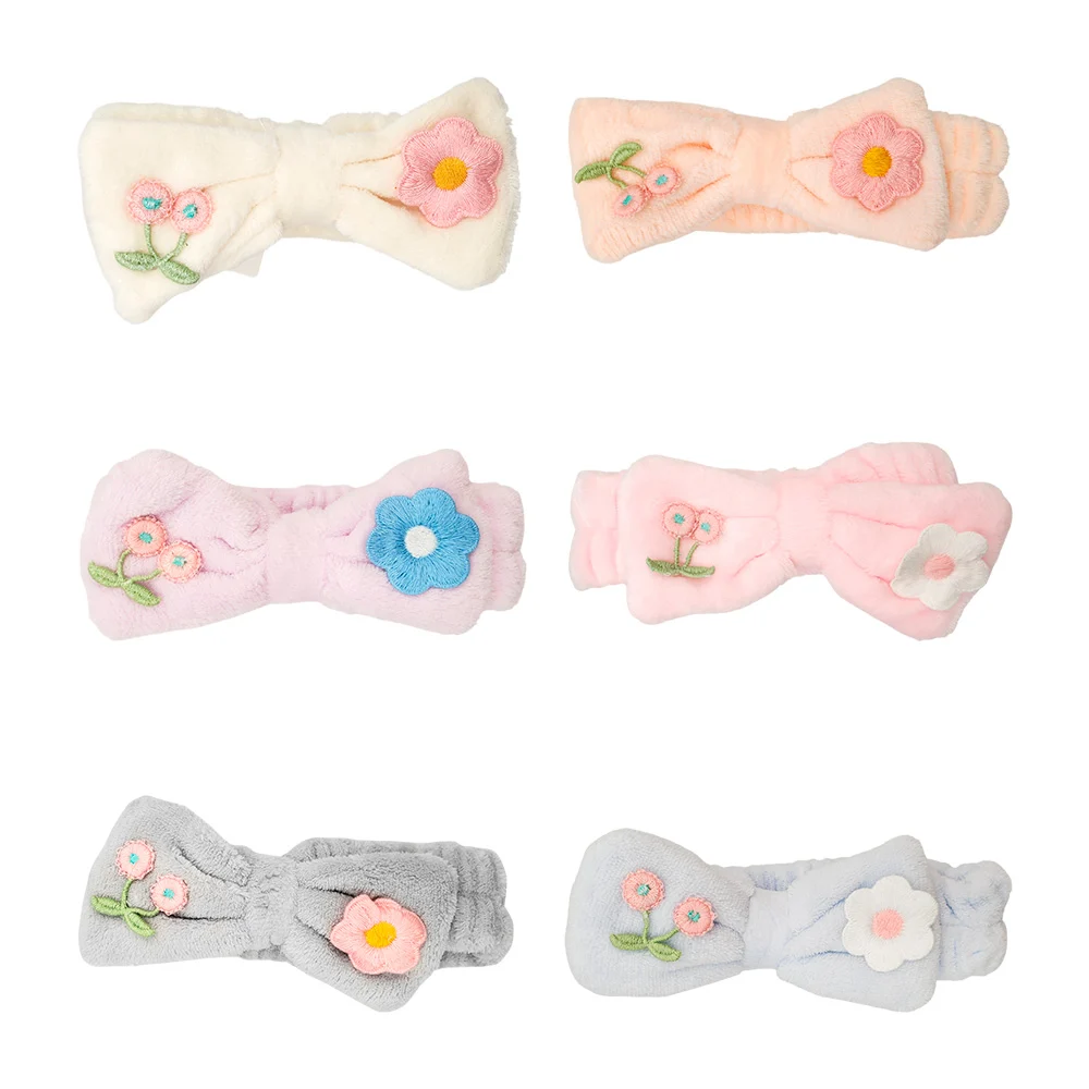 1pza banda afelpada sujetadora de cabello con moño decorado con flore…