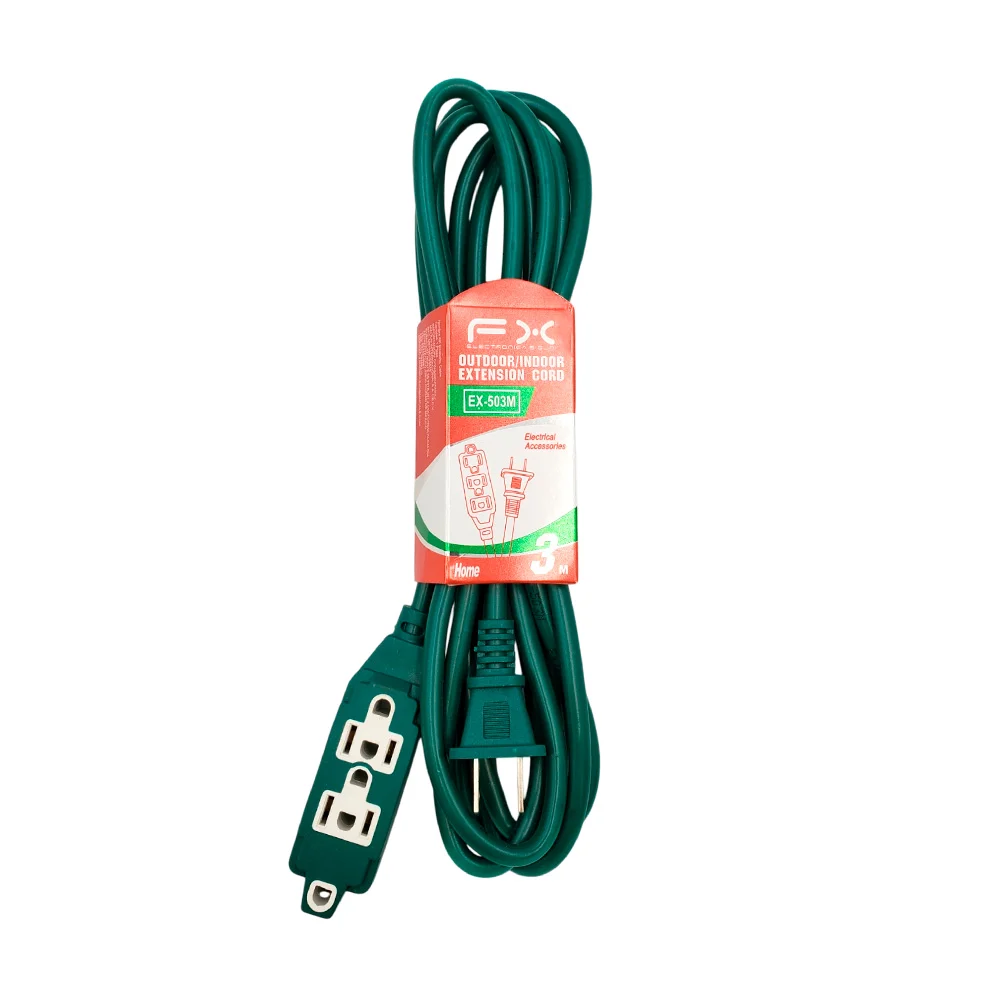 Extensión eléctrica en color verde con 5 conectores, 3m / ex-503m