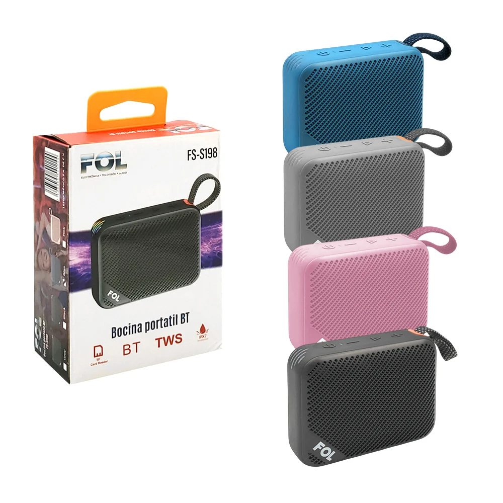 Bocina fol pequeña, portátil con conexión bluetooth, luz rgb y asa, v…
