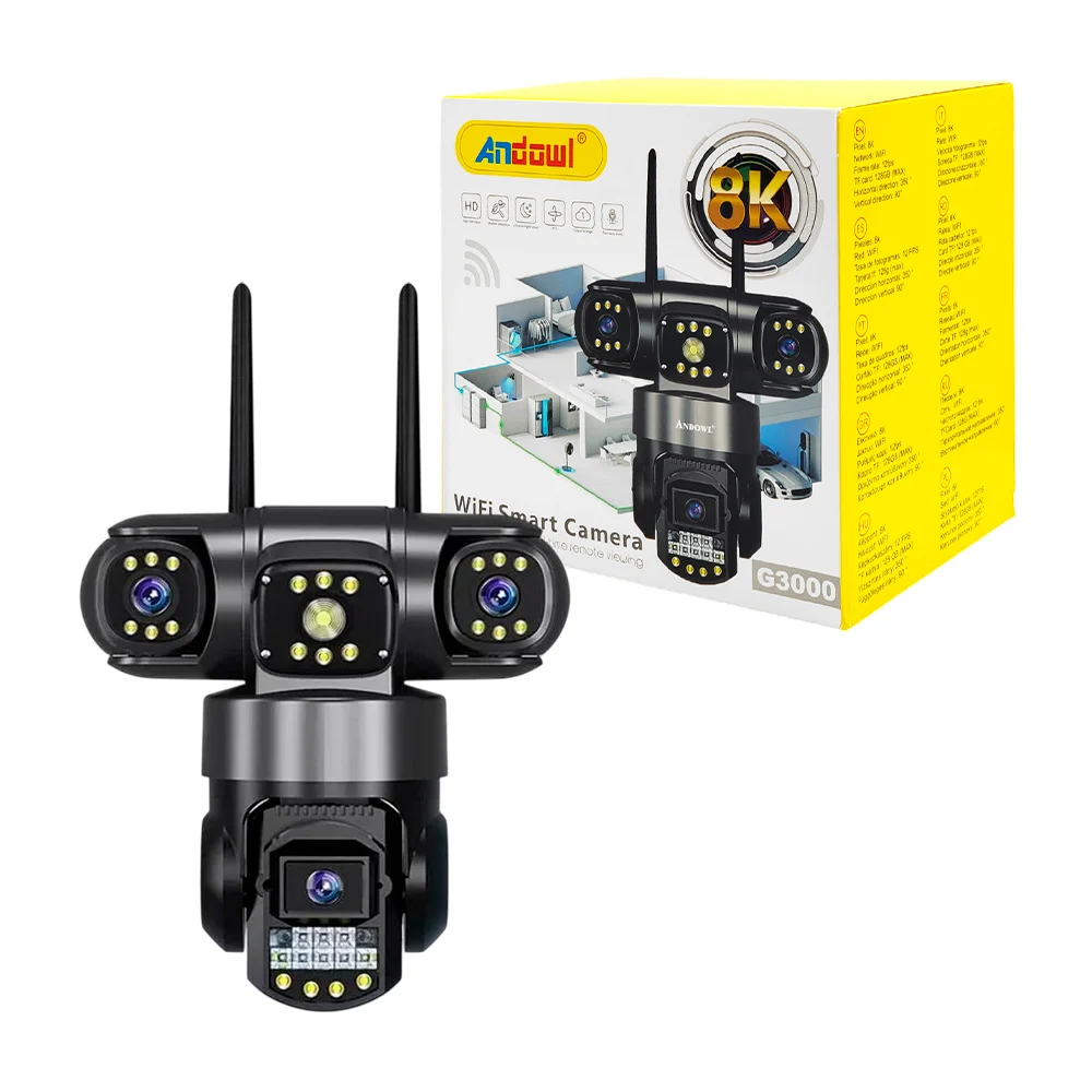 Cámara de seguridad con múltiples lentes, alta definición, luz, multi…