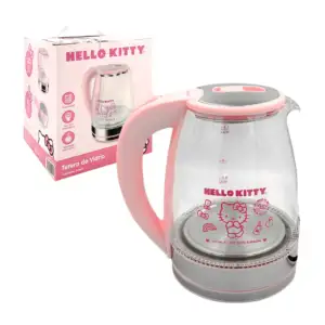 Tetera de vidrio con base, luz, capacidad de 1.8L y estampado de hell…