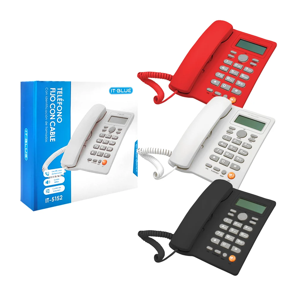 Teléfono de cable it-blue con identificador y registro de llamadas, v…