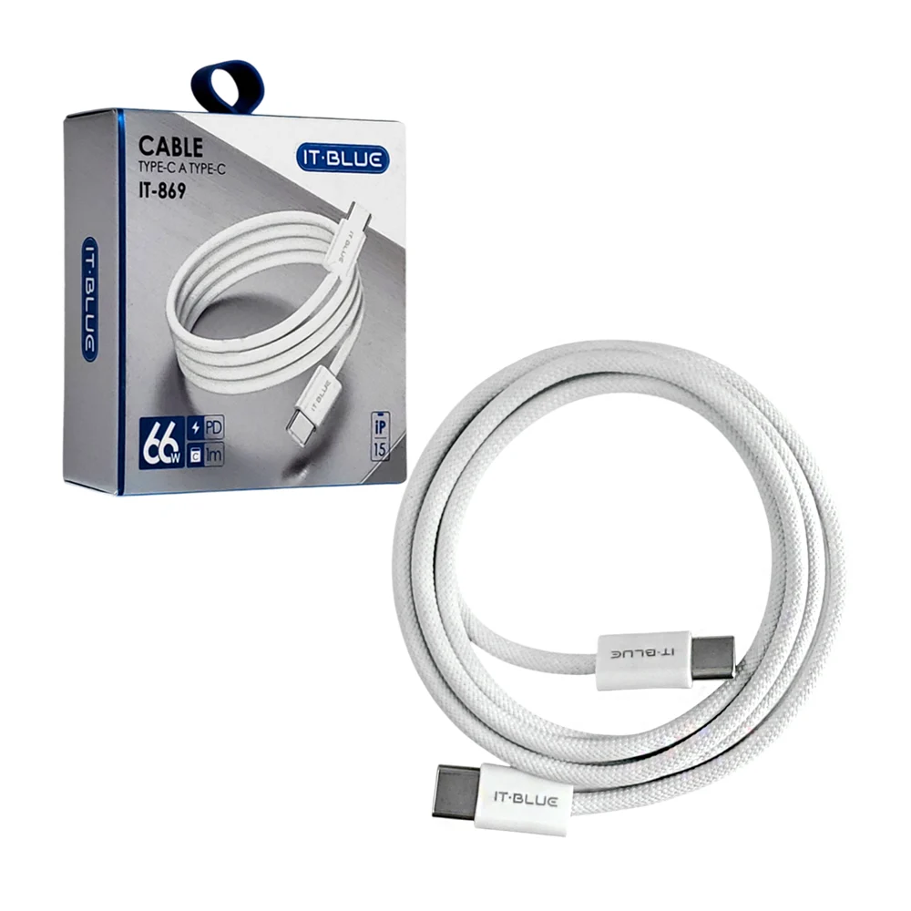 Cable de carga rápida, 66w tipo c a c, 1m tipo agujeta, multicompatib…