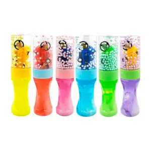 Bote de slime brilloso con bolitas de colores + moto, variedad de co…