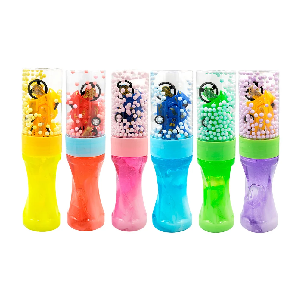 Bote de slime  brilloso con bolitas de colores + moto, variedad de co…
