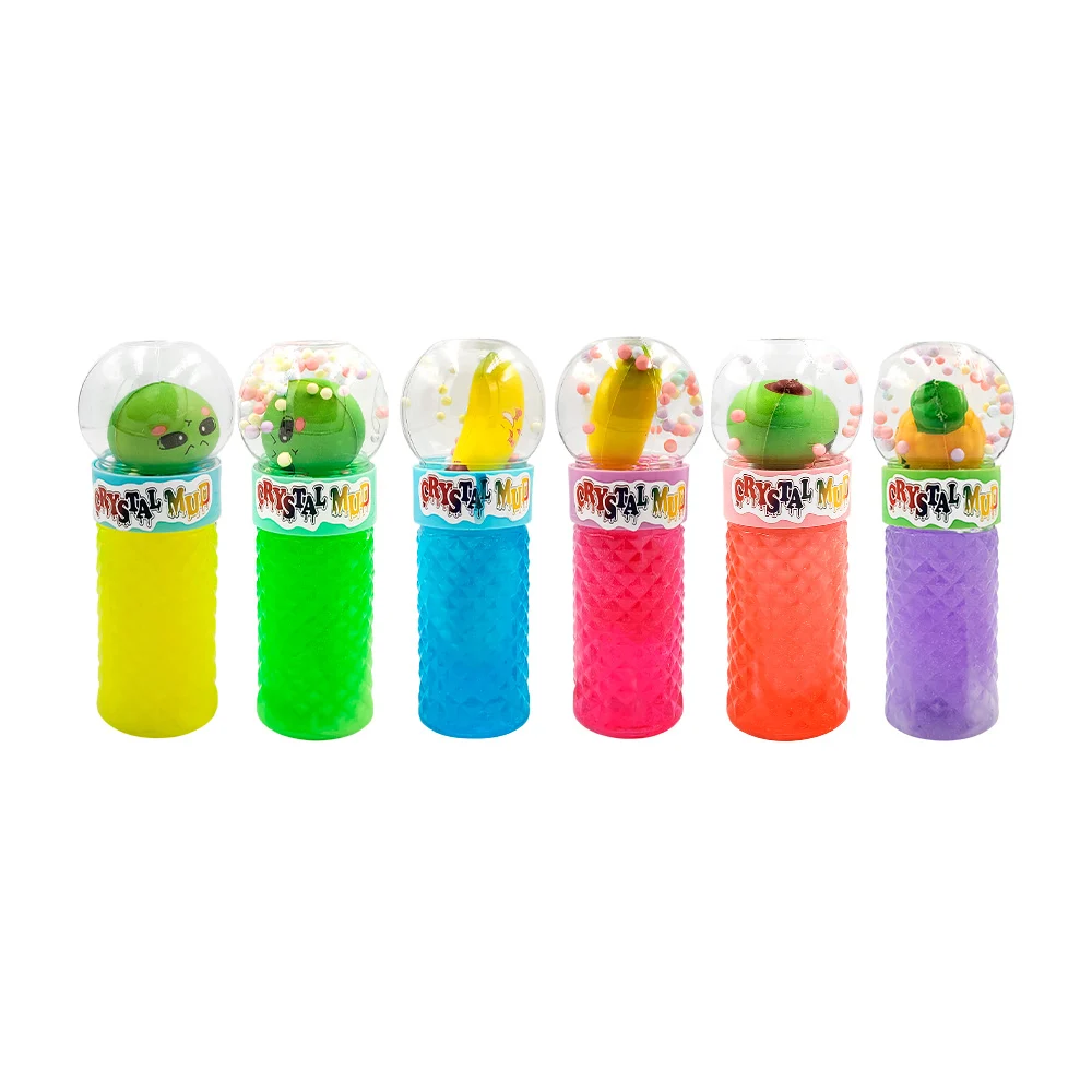 Bote de slime cilíndrico con bolitas de colores + squeeze, variedad d…