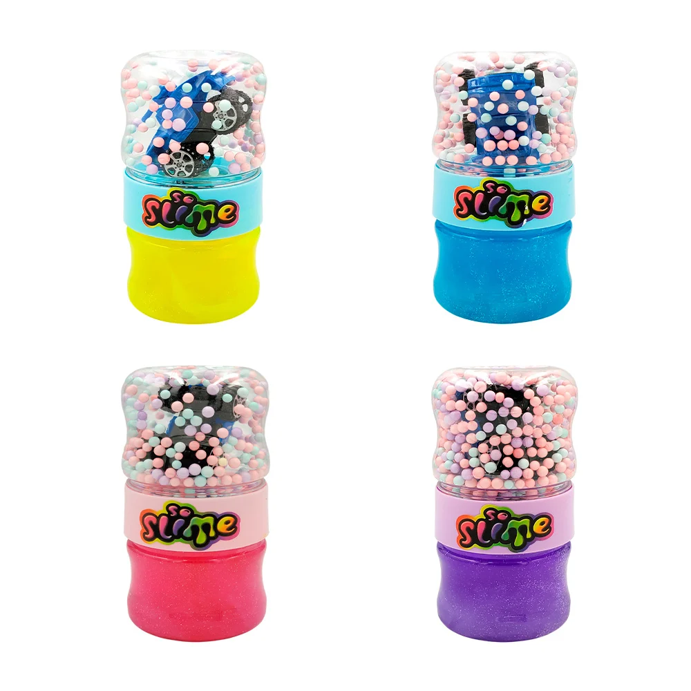 Mini bote de slime con bolitas de colores + carrito, variedad de colo…