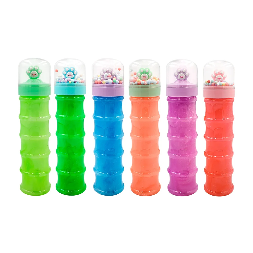 Bote de slime grande con bolitas de colores + patita de gato, varios …