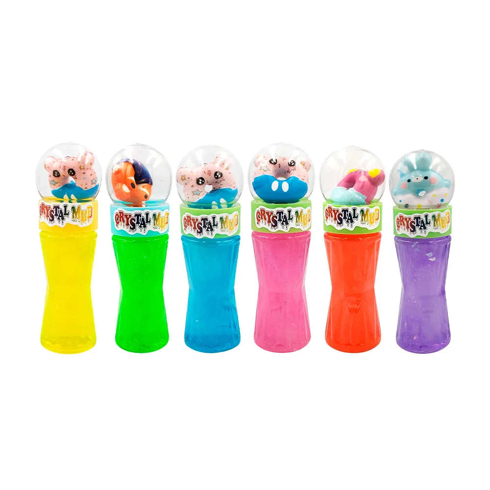 Bote de slime brilloso crystal mud + dona con orejitas, variedad de c…