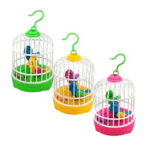 Juguete de plástico colgante, diseño jaula + pajaritos de colores, lu…