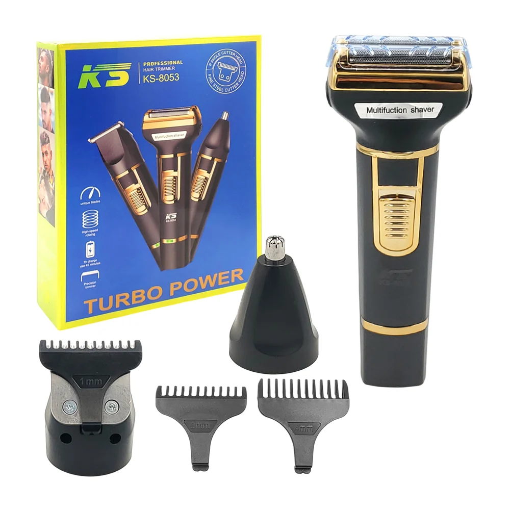 Máquina rasuradora 3en1, recargable, cabezales intercambiables / ks-8…