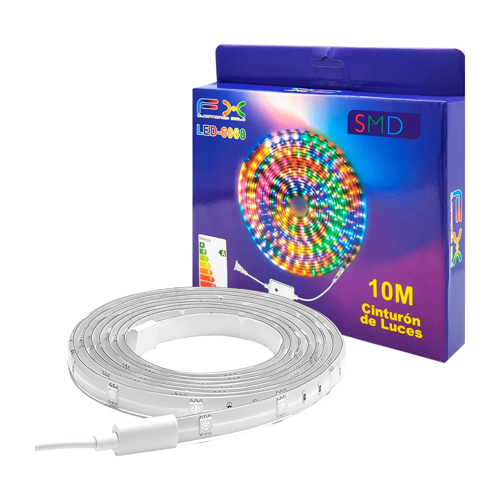 Tira led de 10 metros con luz multicolor rgb / cinturon de luces / le…
