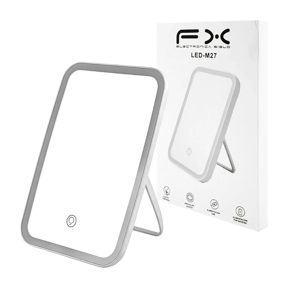 Espejo rectangular fx con luz led intercambiable, 20x13cm / led-m27