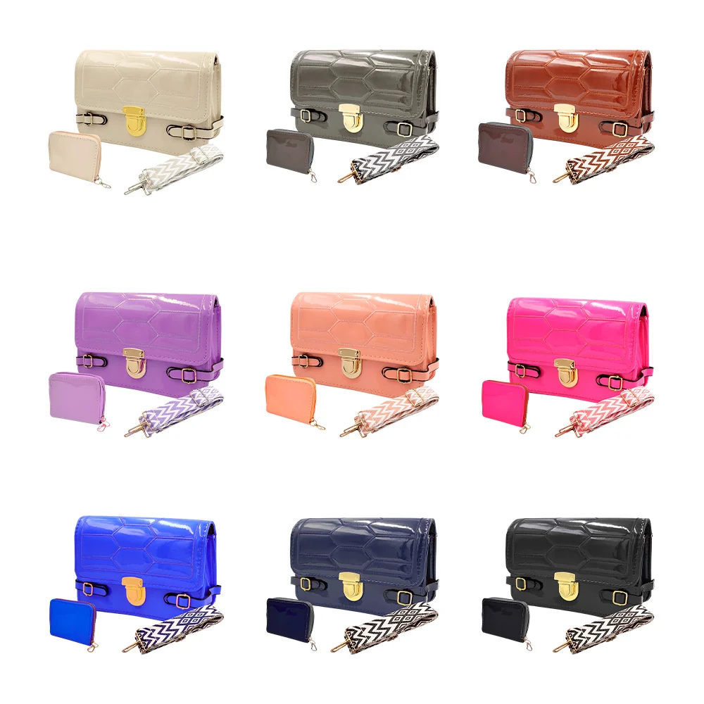 Set de bolso + correa y tarjetero, con diseño de hexágonos, variedad …