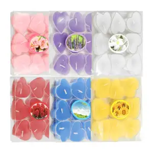 Paquete con 9 mini velas aromáticas con forma de corazón, varios colo…
