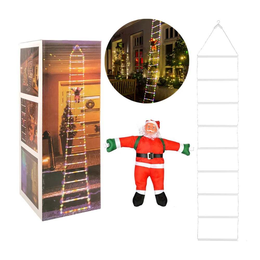 Adorno colgante led rgb forma de santa claus subiendo las escaleras, …