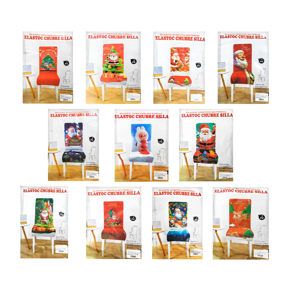 Funda elástica de poliéster con diseño navideño para silla, variedad …