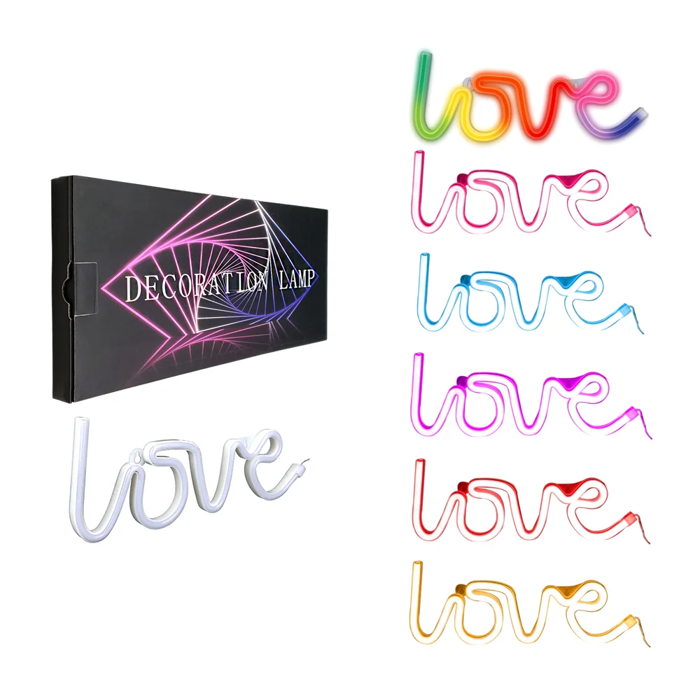 Lámpara letrero led decorativo usb en forma de frase love, variedad d…