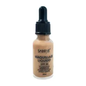 Maquillaje líquido saniye, spf30, con cobertura media y acabado matte…