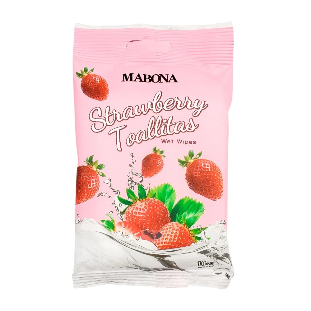 Paquete mabona con 10 toallitas húmedas, extracto de fresa / mbn81137b