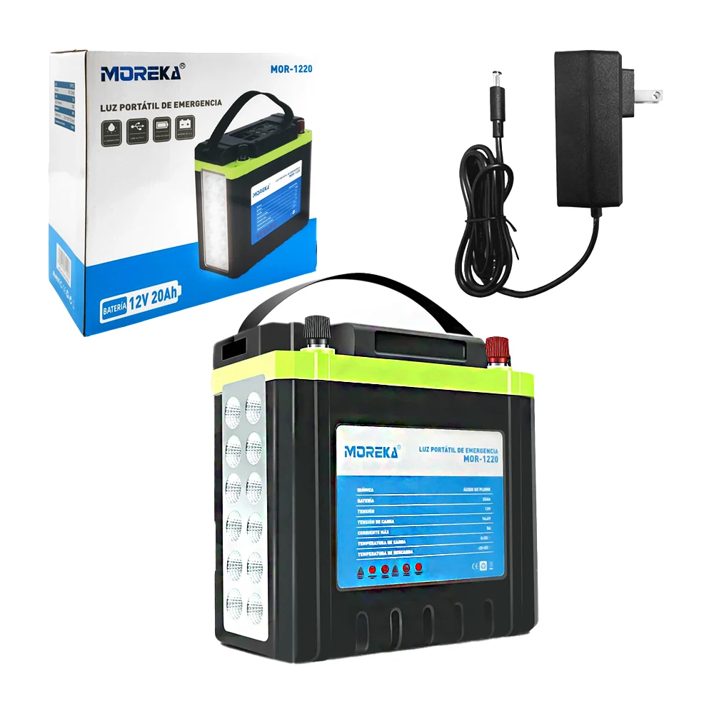 batería portátil de emergencia con luz y múltiples puertos + cargador…