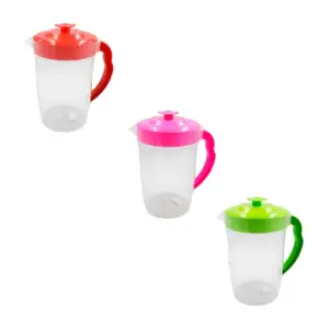 Jarra de plástico transparente + tapa con flor, 2lts, variedad de col…