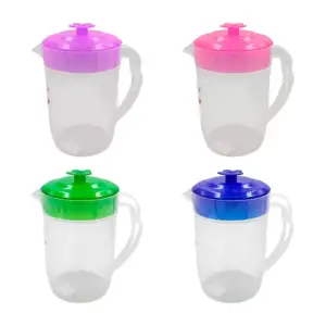 Jarra de plástico transparente + tapa con flor, 1lts, variedad de col…