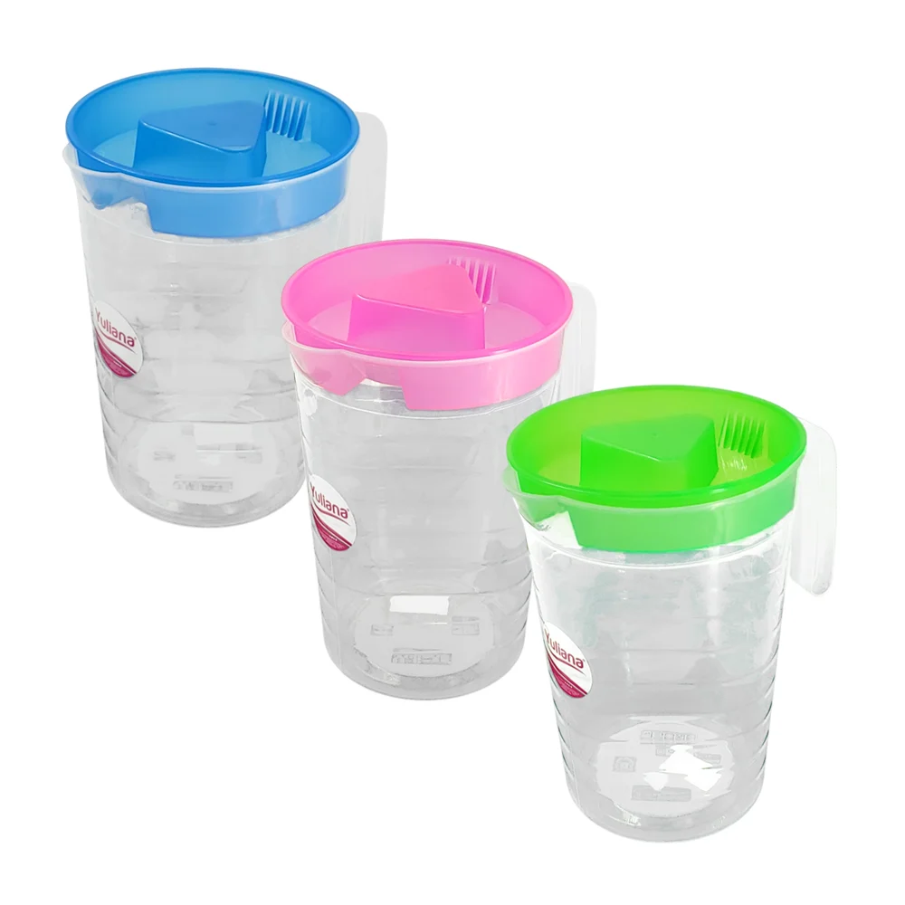 Jarra itari de plástico transparente + tapa, 2lts, variedad de colore…