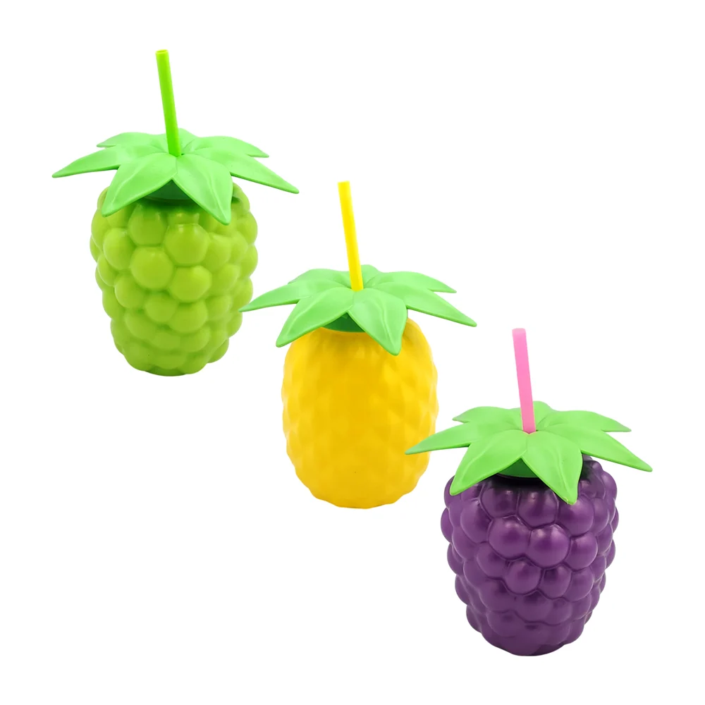 Vaso botella de plástico en forma de fruta, con popote / variedad de …