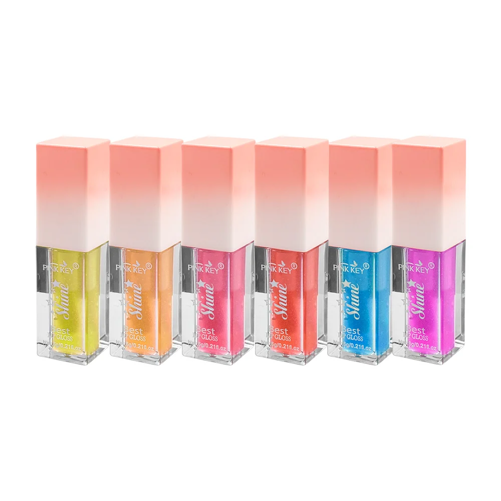 Brillo labial lip gloss transparente pink key con glitter, 6g / shine…