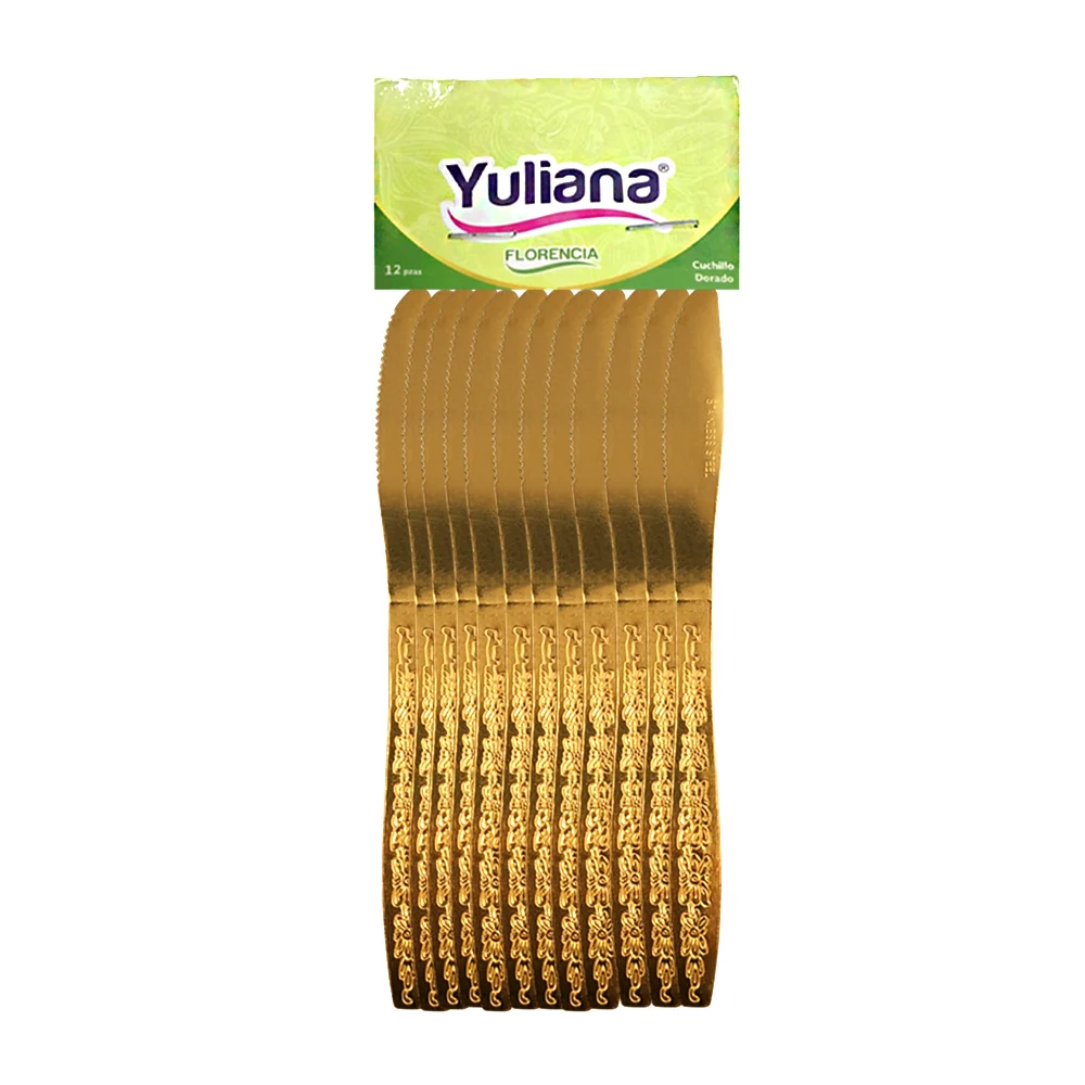 Paquete de cubiertos con 12 cuchillos dorados, de acero inoxidable / …