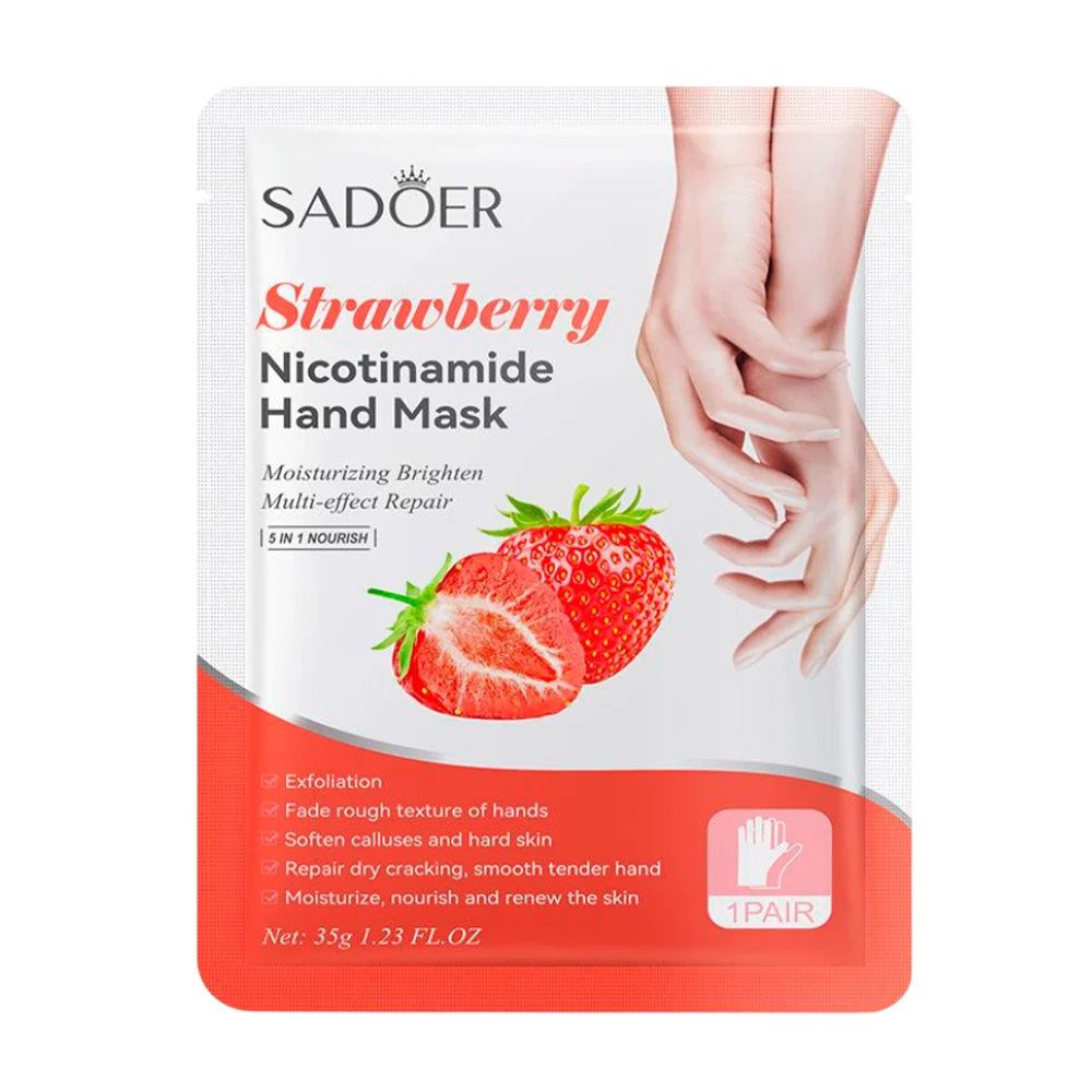 Mascarilla hidratante sadoer para manos con extracto de fresa, 35g / …