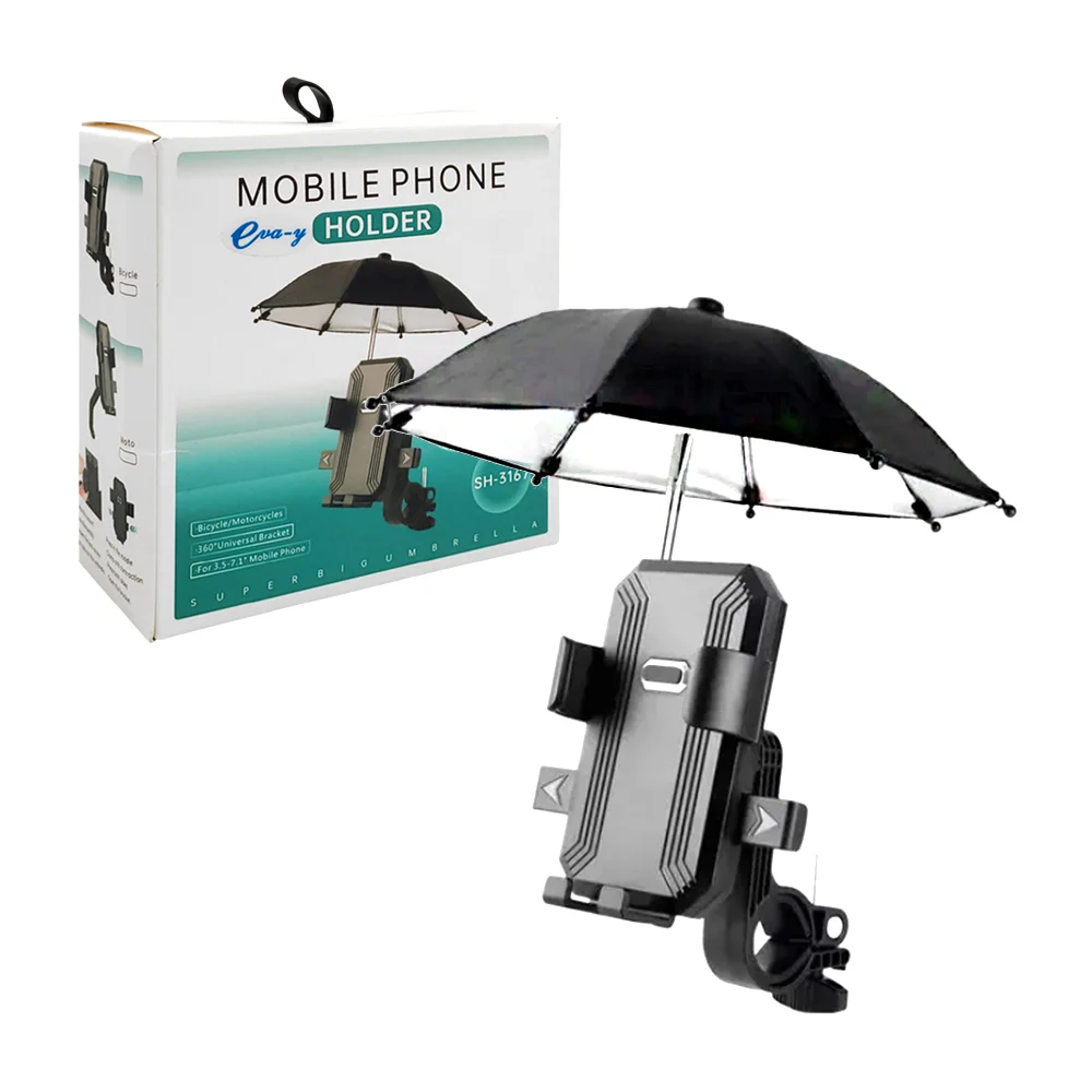 Soporte para celular ajustable de plástico + paraguas pequeño, para b…
