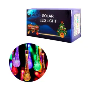 Serie solar rgb de cable negro con decoración de gotitas para jardín …