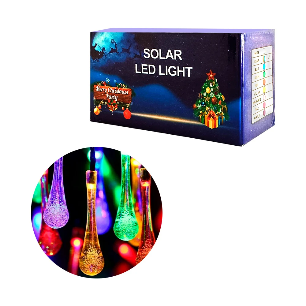 Serie solar rgb de cable negro con decoración de gotitas para jardín …