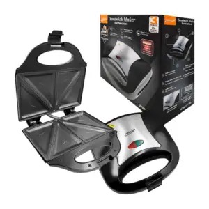 Sandwichera eléctrica con plancha antiadherente, temperatura autoajus…