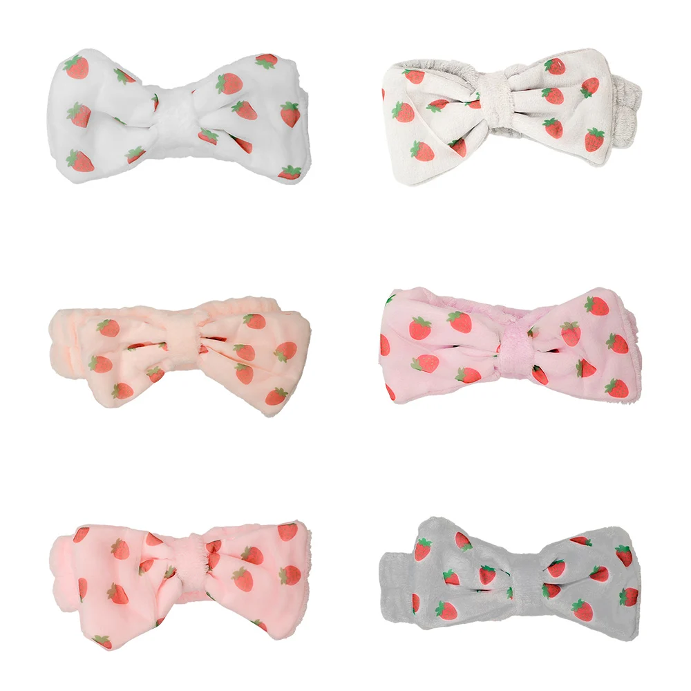 1pza banda afelpada para el cabello + moño de tul estampado de fresas…