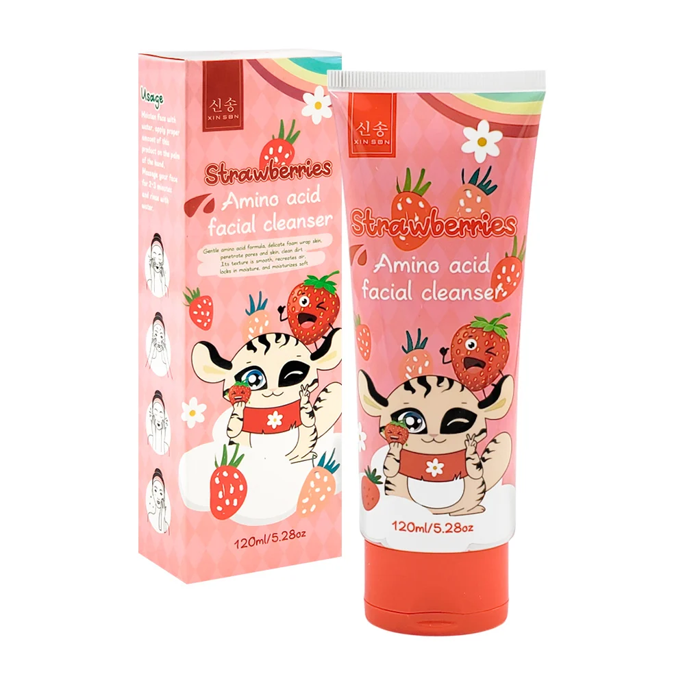 Espuma limpiadora facial con aminoácidos y extracto de fresas, 120ml …